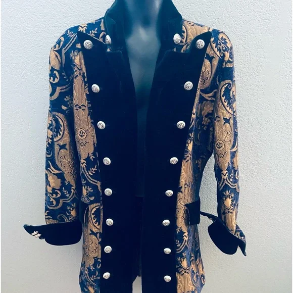 Shrine Hollywood Brocade Velvet Victorian Steampunk Goth Coat